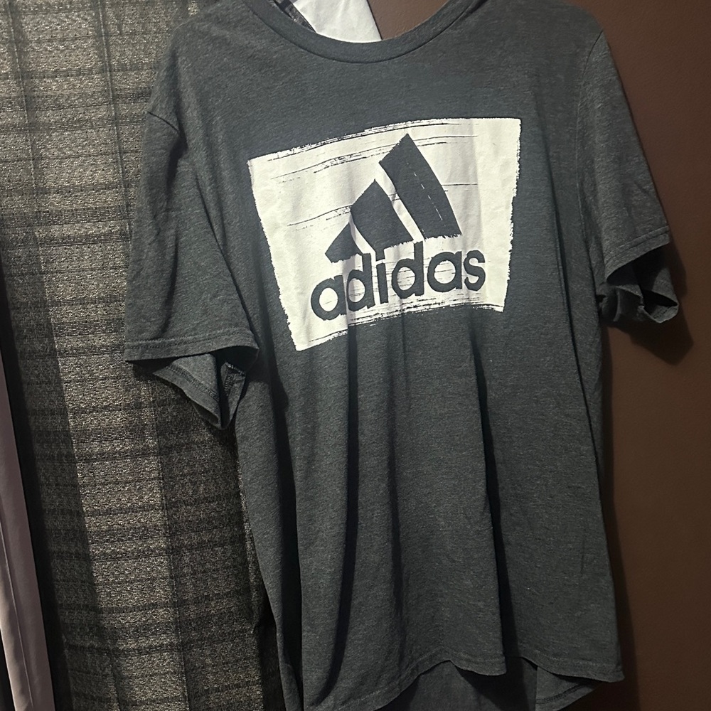 Adidas Charcoal Tee with Black and White Logo